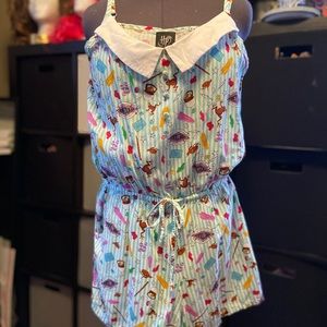 Harry Potter Honeydukes print cotton romper